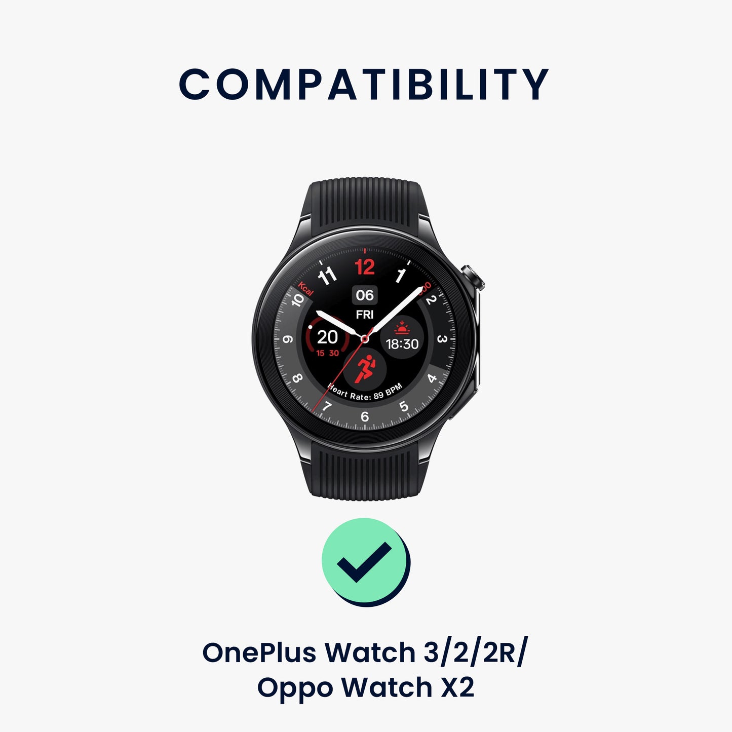 kwmobile Uhrenarmband für OnePlus Watch 3 / 2 / 2R / Oppo Watch X2 Armband Ersatzarmband für Fitnesstracker mit Uhrenverschluss Wechselarmband Smartwatch