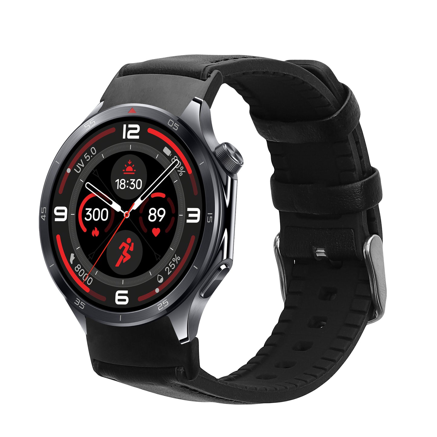kwmobile Leder Uhrenarmband für OnePlus Watch 3 / 2 / 2R / Oppo Watch X2 Armband - Ersatzarmband für Fitnesstracker mit Uhrenverschluss - Wechselarmband Smartwatch - Schwarz Schwarz  [dsg02]