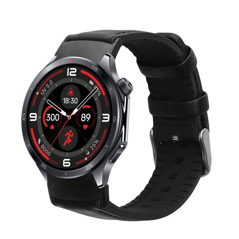 kwmobile Leder Uhrenarmband für OnePlus Watch 3 / 2 / 2R / Oppo Watch X2 Armband - Ersatzarmband für Fitnesstracker mit Uhrenverschluss - Wechselarmband Smartwatch - Schwarz Schwarz  [dsg02]