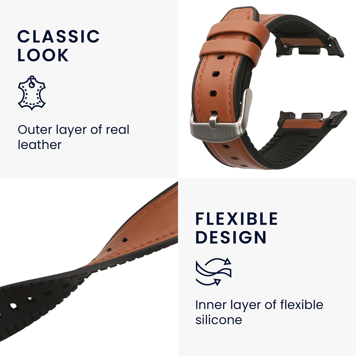 kwmobile Uhrenarmband für Samsung Galaxy Watch 8 Galaxy / Galaxy Watch 8 Classic 46mm Armband Ersatzarmband für Fitnesstracker mit Uhrenverschluss Wechselarmband Smartwatch