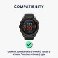 kwmobile Uhrenarmband für Garmin 22mm Fenix 8 47mm / Tactix 8 47mm / Instinct 45mm / Epix Armband - Ersatzarmband für Fitnesstracker mit Uhrenverschluss - Wechselarmband Smartwatch