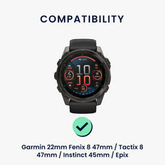 kwmobile Uhrenarmband für Garmin 22mm Fenix 8 47mm / Tactix 8 47mm / Instinct 45mm / Epix Armband - Ersatzarmband