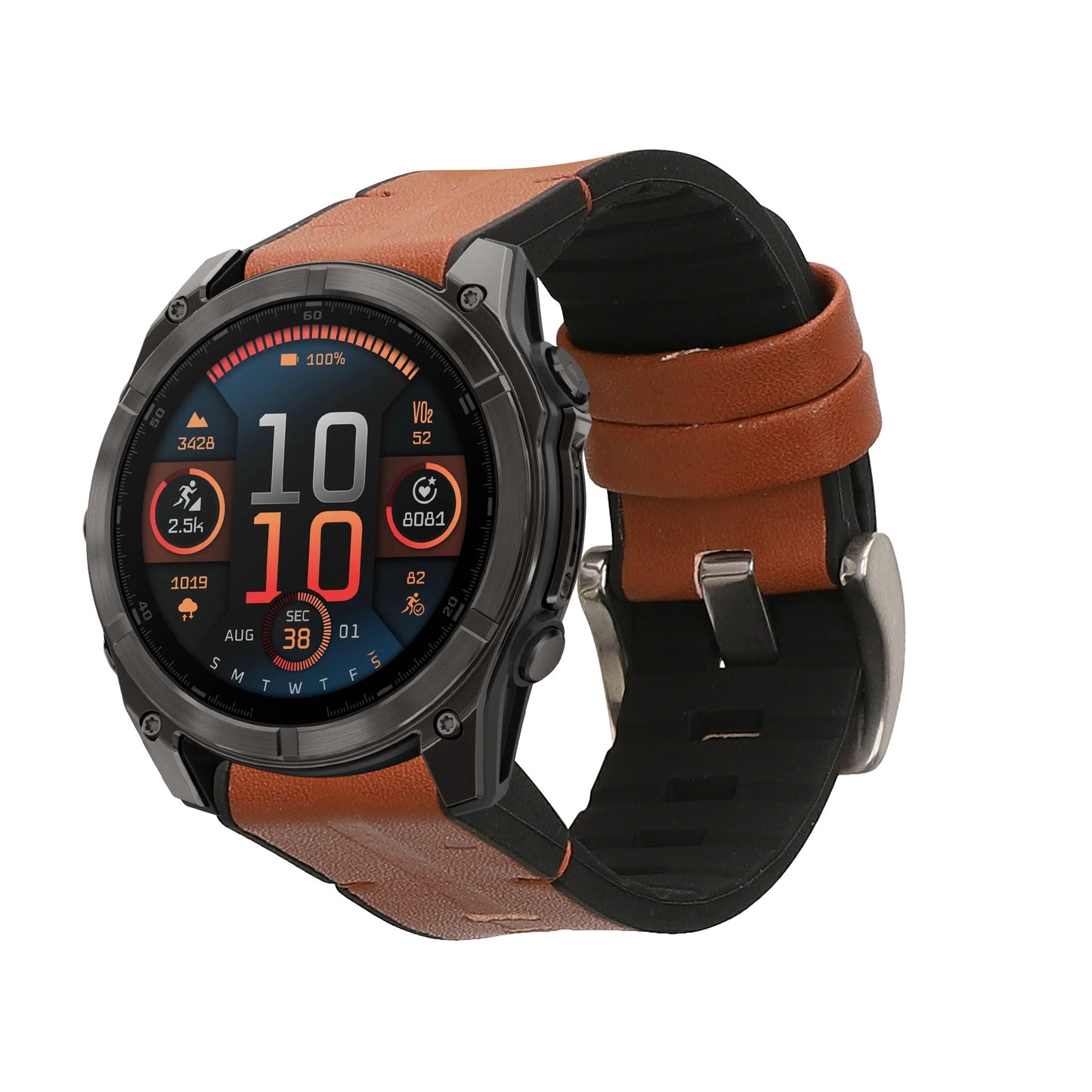 kwmobile Ersatzarmband kompatibel mit Garmin 20mm Fenix 8 43mm / Fenix 7S / Fenix 6S / Epix Pro 42mm Armband - Fitnesstracker Sportarmband aus Leder mit Uhrenverschluss - Braun Schwarz Braun  [dsg01]