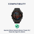 kwmobile Uhrenarmband für Garmin 20mm Fenix 8 43mm / Fenix 7S / Fenix 6S / Epix Pro 42mm Armband Ersatzarmband für Fitnesstracker mit Uhrenverschluss Wechselarmband Smartwatch
