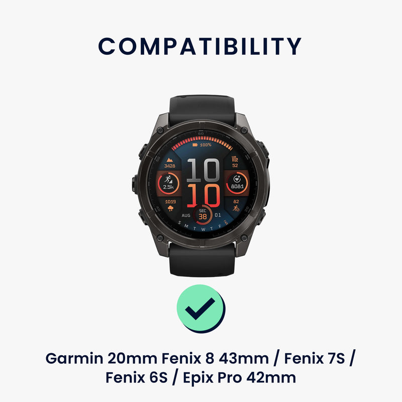 kwmobile Uhrenarmband für Garmin 20mm Fenix 8 43mm / Fenix 7S / Fenix 6S / Epix Pro 42mm Armband Ersatzarmband für Fitnesstracker mit Uhrenverschluss Wechselarmband Smartwatch