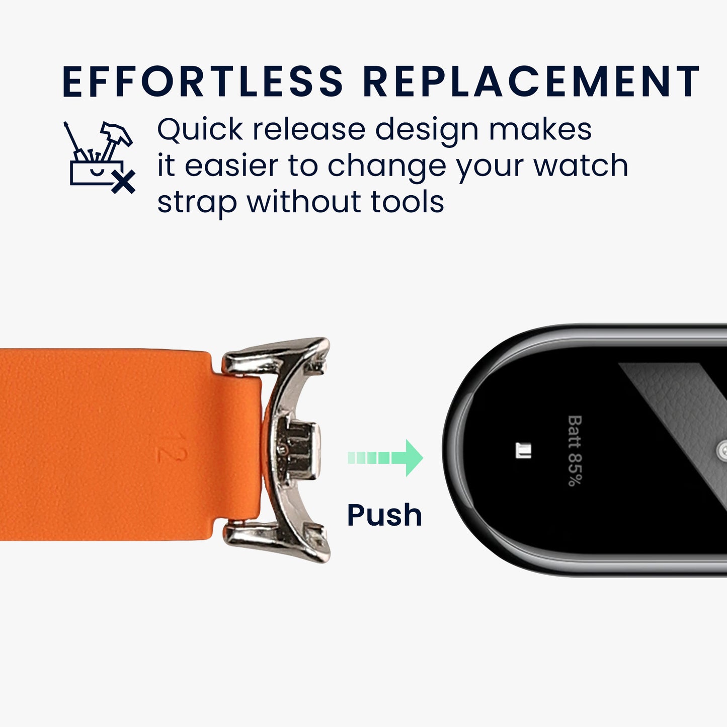 kwmobile Ersatzarmband kompatibel mit Xiaomi Mi Band 10 / Mi Band 9 / 8 Armband - Fitnesstracker Band mit Magnetverschluss Orange