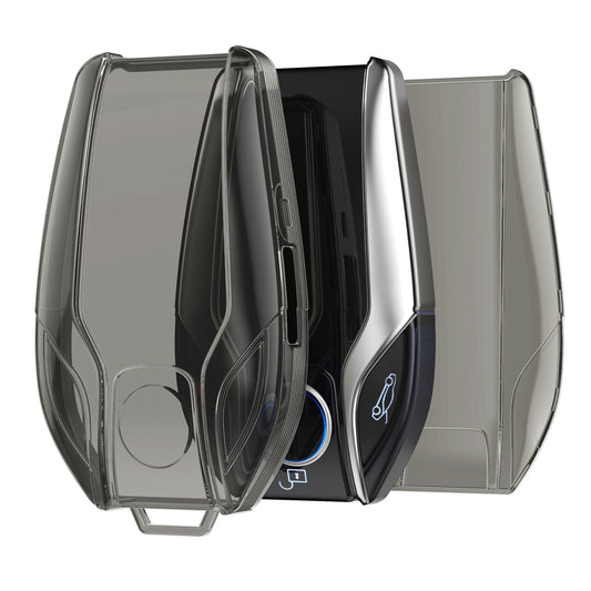 kwmobile Autoschlüssel Hülle kompatibel mit BMW Display Key Autoschlüssel - Schlüsselhülle Silikon Cover - Schwarz Transparent Schwarz  [dsg01]