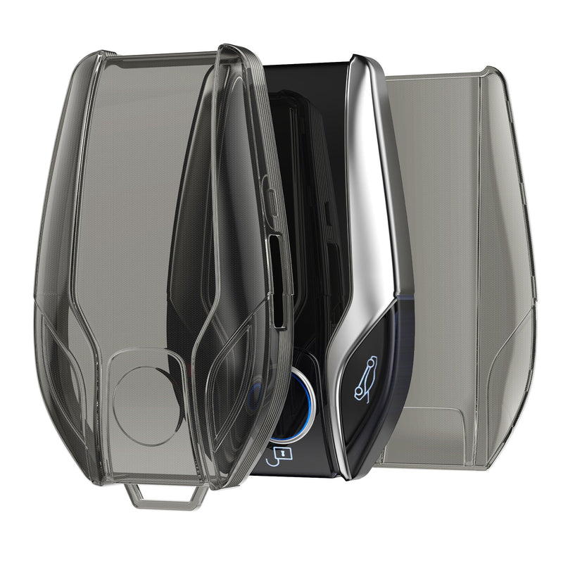 kwmobile Autoschlüssel Hülle kompatibel mit BMW Display Key Autoschlüssel - Schlüsselhülle Silikon Cover - Schwarz Transparent Schwarz  [dsg01]