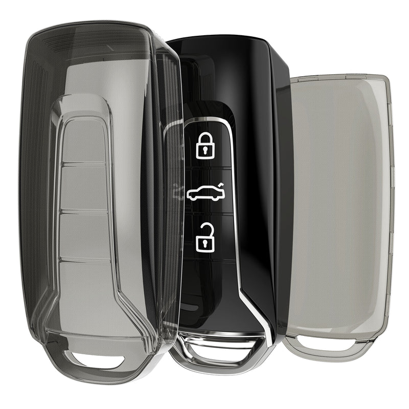 kwmobile Autoschlüssel Hülle kompatibel mit VW 3-Tasten Touareg EL R-Line e-Hybrid 2019-2025 Autoschlüssel - Schlüsselhülle Silikon Cover - Schwarz Transparent Schwarz  [dsg01]
