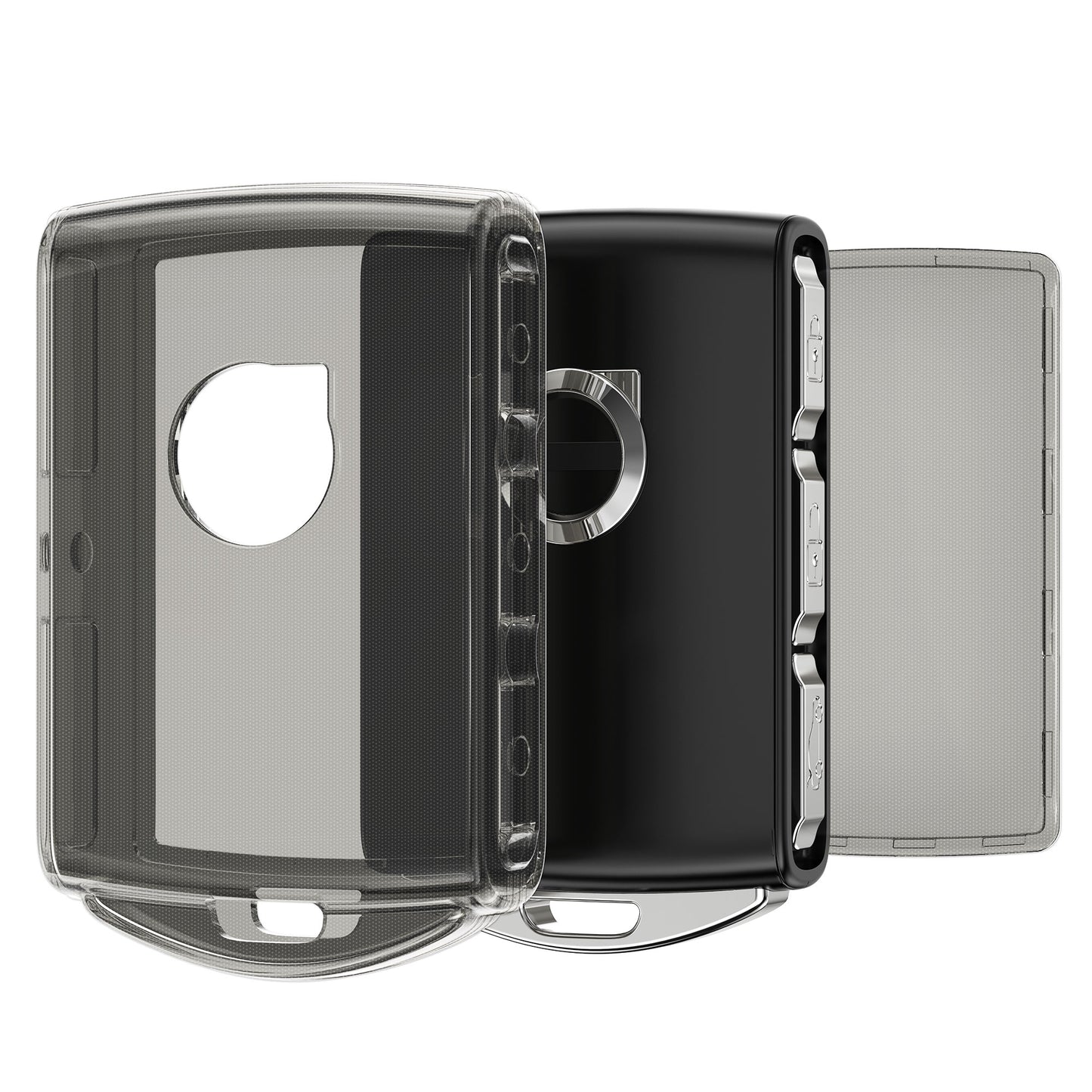 kwmobile Autoschlüssel Hülle kompatibel mit Volvo 4-Tasten Autoschlüssel Keyless Go - Schlüsselhülle Silikon Cover - Schwarz Transparent Schwarz  [dsg01]