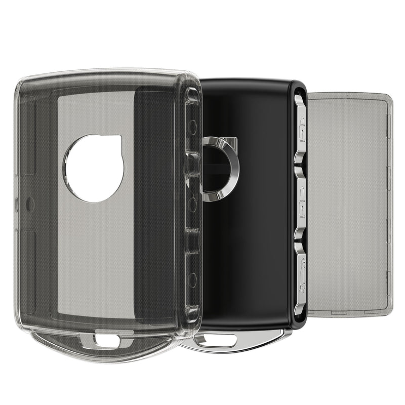 kwmobile Autoschlüssel Hülle kompatibel mit Volvo 4-Tasten Autoschlüssel Keyless Go - Schlüsselhülle Silikon Cover - Schwarz Transparent Schwarz  [dsg01]