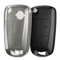 kwmobile Autoschlüssel Hülle kompatibel mit Opel Vauxhall 2-Tasten Klappschlüssel Autoschlüssel - Schlüsselhülle Silikon Cover - Schwarz Transparent Schwarz  [dsg01]