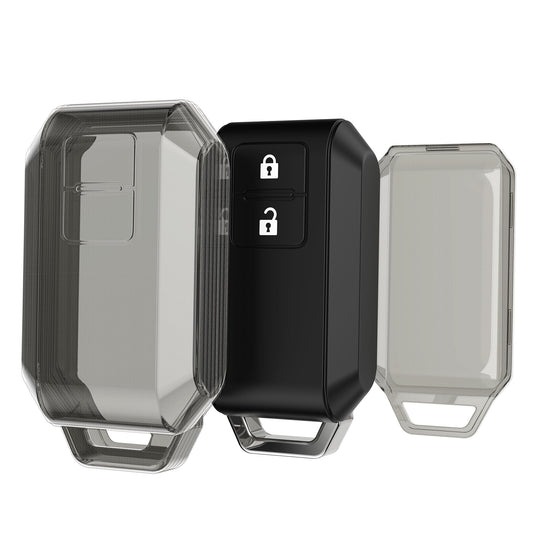 kwmobile Autoschlüssel Hülle kompatibel mit Suzuki 2-Tasten Autoschlüssel Keyless Go - Schlüsselhülle Silikon Cover - Schwarz Transparent Schwarz  [dsg01]