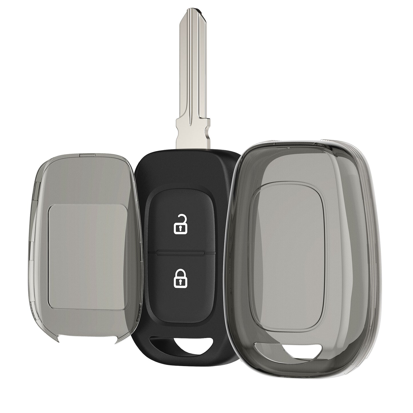 kwmobile Autoschlüssel Hülle kompatibel mit Renault Dacia 2-Tasten Funk Autoschlüssel - Schlüsselhülle Silikon Cover