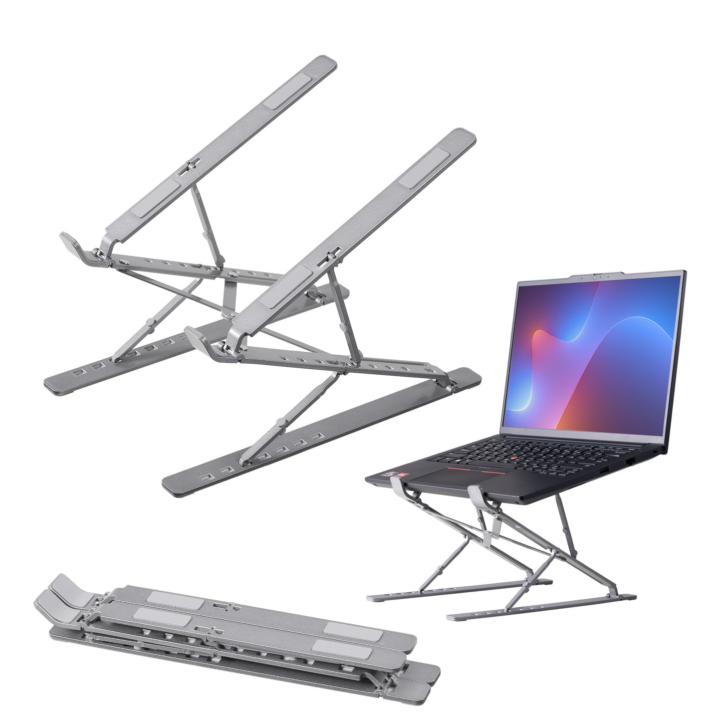 kwmobile Ständer für PC und Tablet aus Aluminium - Aluminium Notebook Halterung verstellbar - Tablethalterung kompakt - portabler Laptop Ständer - Dunkelgrau Dunkelgrau  