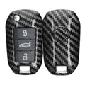 kwmobile Autoschlüssel Hülle kompatibel mit Peugeot Citroen 3-Tasten Klapp Autoschlüssel - Hardcover Schutzhülle Schlüsselhülle Cover Carbon Schwarz Schwarz  [dsg01]
