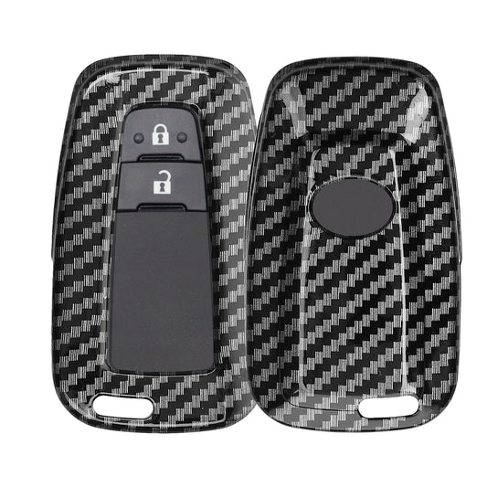 kwmobile Autoschlüssel Hülle kompatibel mit Toyota 2-Tasten Smart Key Autoschlüssel - Hardcover Schutzhülle Schlüsselhülle Cover Carbon Schwarz Schwarz  [dsg01]