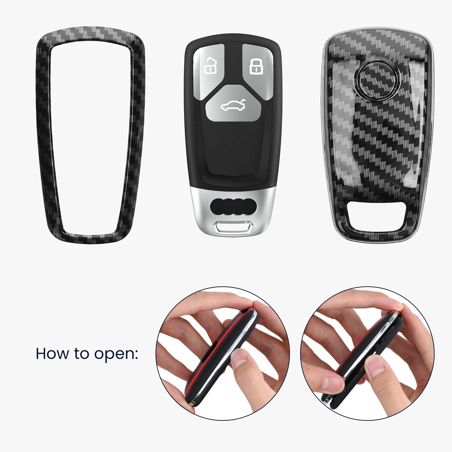 kwmobile Autoschlüssel Hülle kompatibel mit Audi 3-Tasten Smartkey (nur Keyless Go) Hardcover Schutzhülle Cover