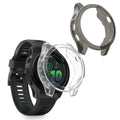 kwmobile 2x Sport Schutzhülle kompatibel mit Garmin Forerunner 570 42mm Hülle - Silikon Cover klar - Case ohne Tracker - Schwarz Transparent Schwarz  [dsg01]