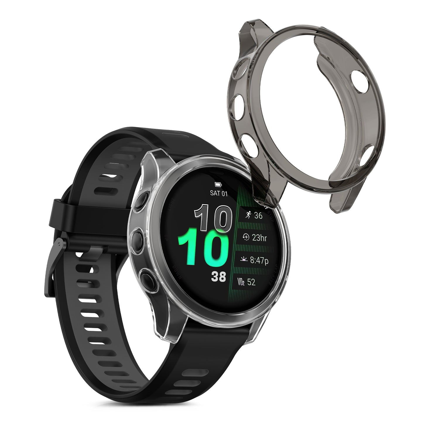 kwmobile 2x Sport Schutzhülle kompatibel mit Garmin Forerunner 970 47mm Hülle Case ohne Tracker