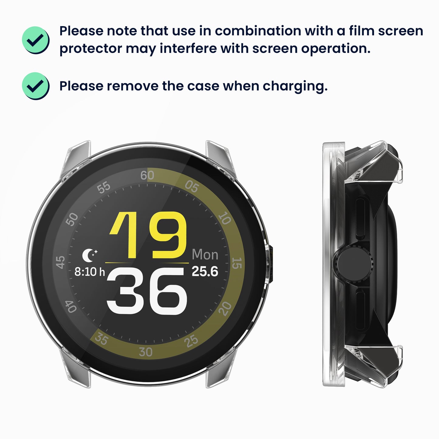 kwmobile Glas Hülle für Suunto Run GPS Schutzhülle Fullbody Fitnesstracker Case Set Transparent