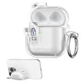 kwmobile transparentes Kopfhörer Case kompatibel mit Apple Airpods 4 Hülle - Headphones TPU Cover mit Standfunktion und Sicherheitsverschluss - Transparent Transparent  