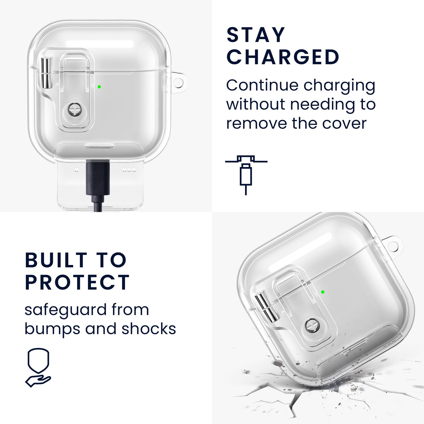 kwmobile Kopfhörer Case kompatibel mit Apple Airpods 4 Hülle mit Standfunktion und Sicherheitsverschluss