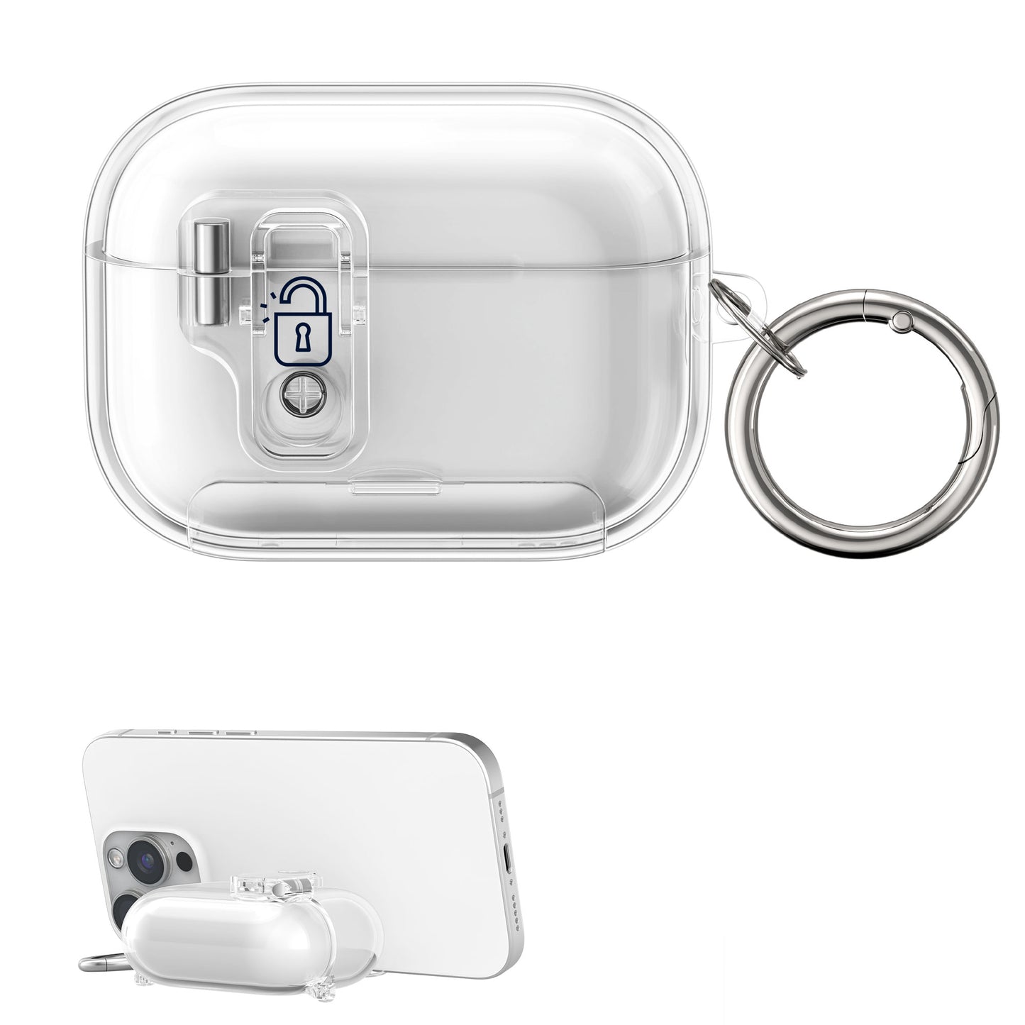 kwmobile Kopfhörer Case kompatibel mit Apple Airpods Pro 2 / Pro 1 Hülle Headphones Cover mit Standfunktion und Sicherheitsverschluss