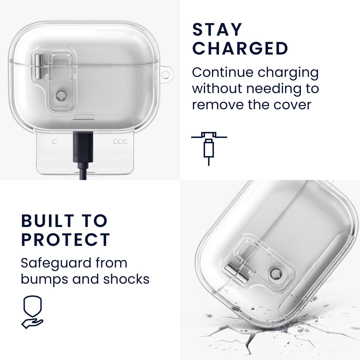 kwmobile Kopfhörer Case kompatibel mit Apple Airpods Pro 2 / Pro 1 Hülle Headphones Cover mit Standfunktion und Sicherheitsverschluss