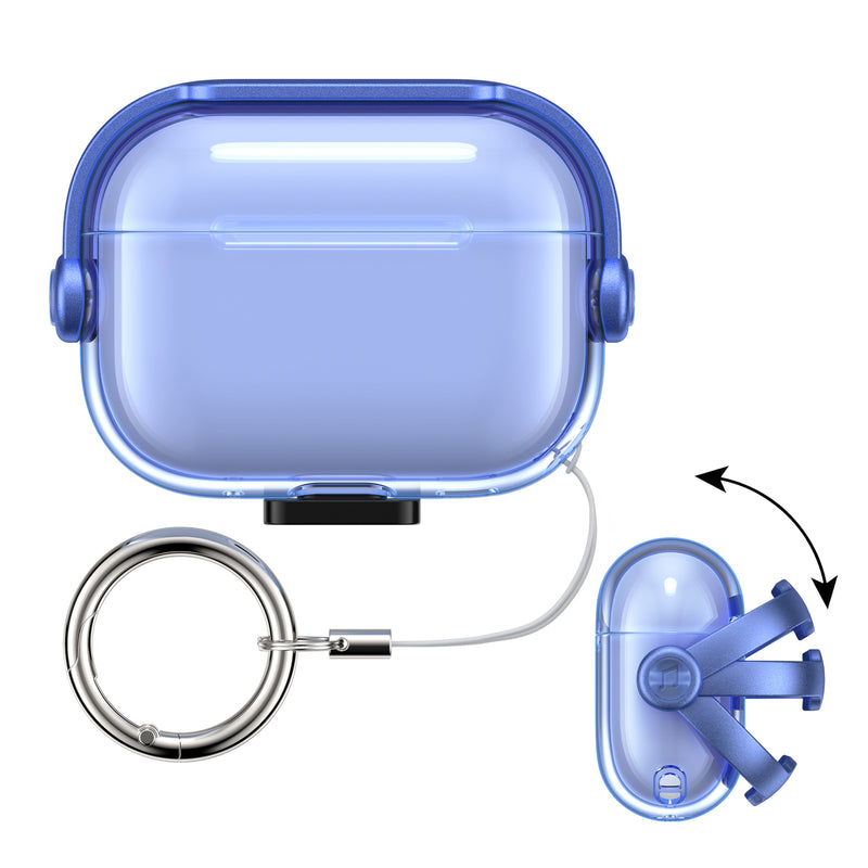 kwmobile transparentes Kopfhörer Case kompatibel mit Apple Airpods Pro 2 / Pro 1 Hülle - Headphones TPU Cover mit Sicherheitsverschluss - Blau Transparent Blau  [dsg02]