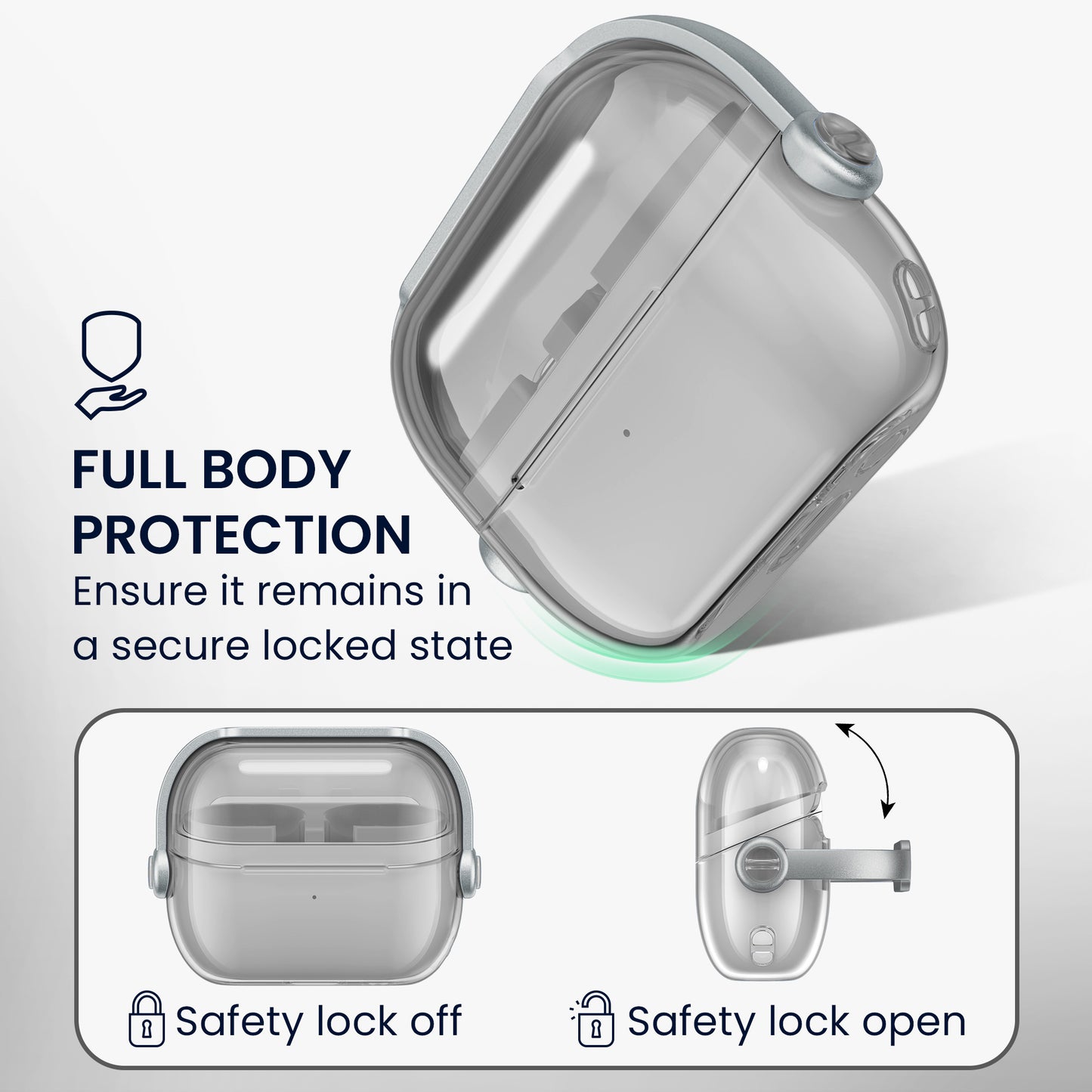 kwmobile transparentes Kopfhörer Case kompatibel mit Samsung Galaxy Buds 3 / Galaxy Buds 3 Pro Hülle Headphones Cover mit Sicherheitsverschluss