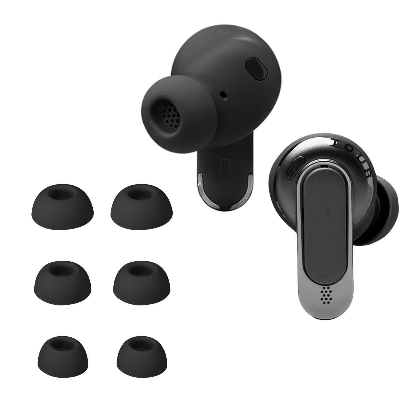 kwmobile 6x Polster kompatibel mit JBL Tour Pro 3 - 3 Größen - Silikon Ohrstöpsel In-Ear Kopfhörer Schwarz  