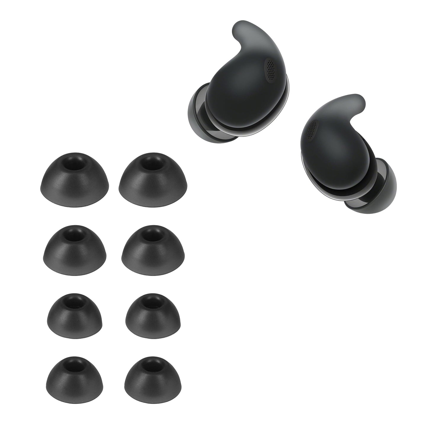 kwmobile 8x Ersatzpolster kompatibel mit Sony LinkBuds Fit WF-LS910N - 4 Größen - Silikon Ersatz Ohrstöpsel In-Ear Kopfhörer - Polster Schwarz  