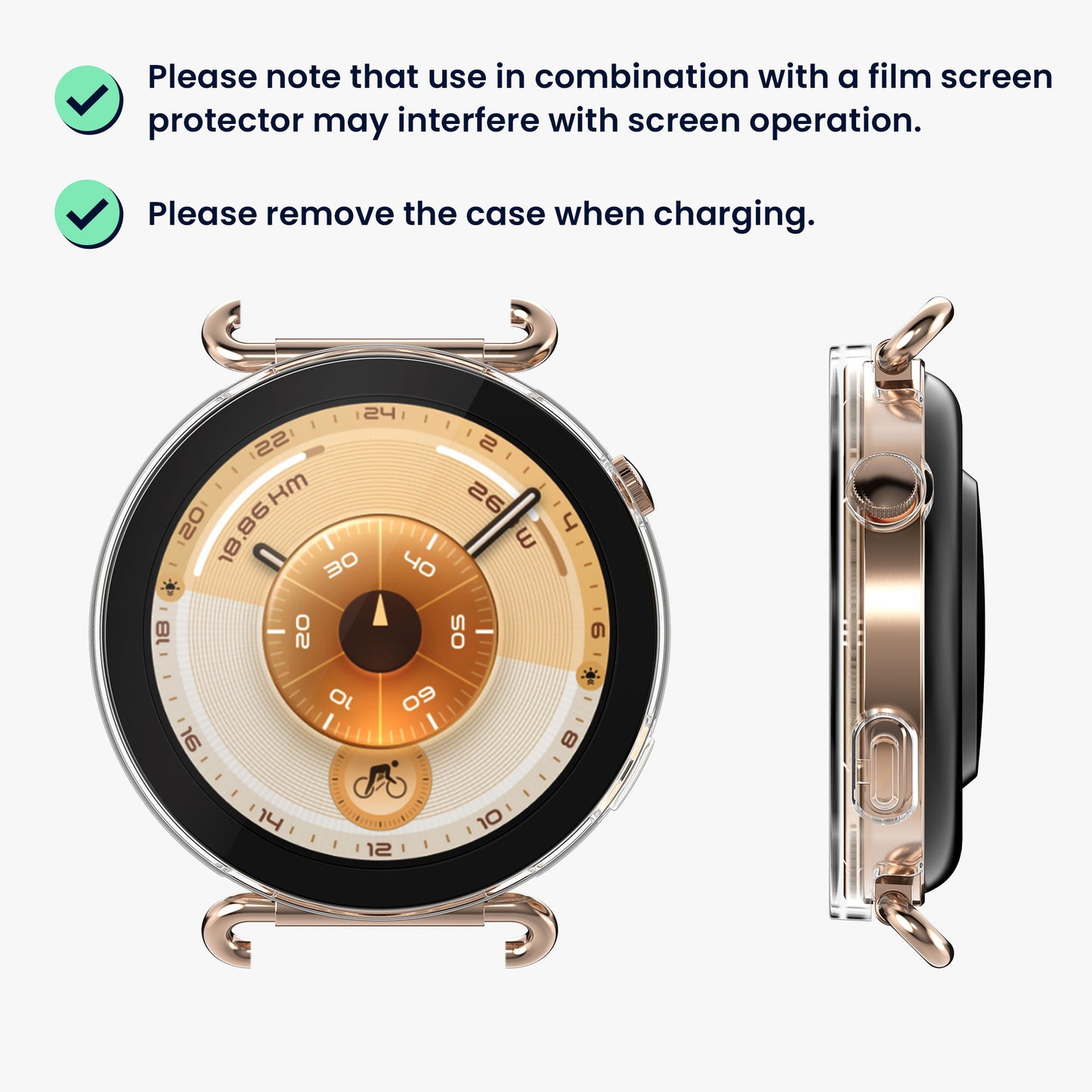 kwmobile Glas Hülle für Huawei Watch GT6 41mm Schutzhülle Fullbody Fitnesstracker Case Set