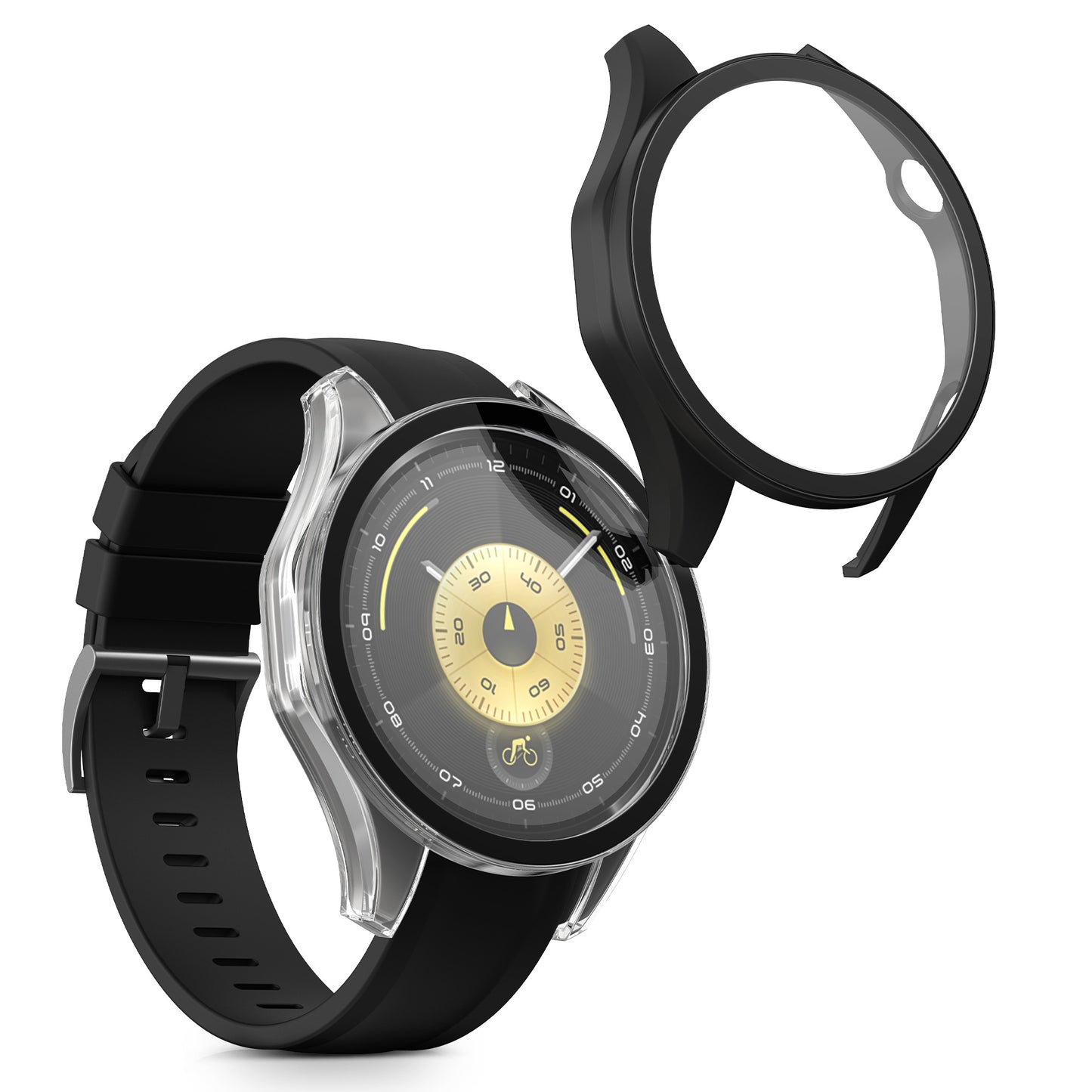 kwmobile Glas Hülle für Huawei Watch GT6 46mm Schutzhülle Fullbody Fitnesstracker Case Set