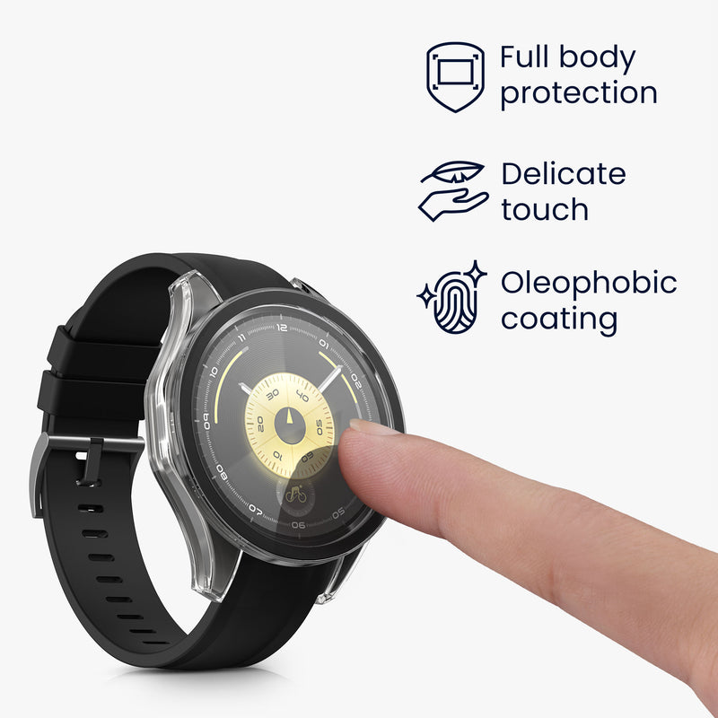 kwmobile Glas Hülle für Huawei Watch GT6 46mm Schutzhülle Fullbody Fitnesstracker Case Set