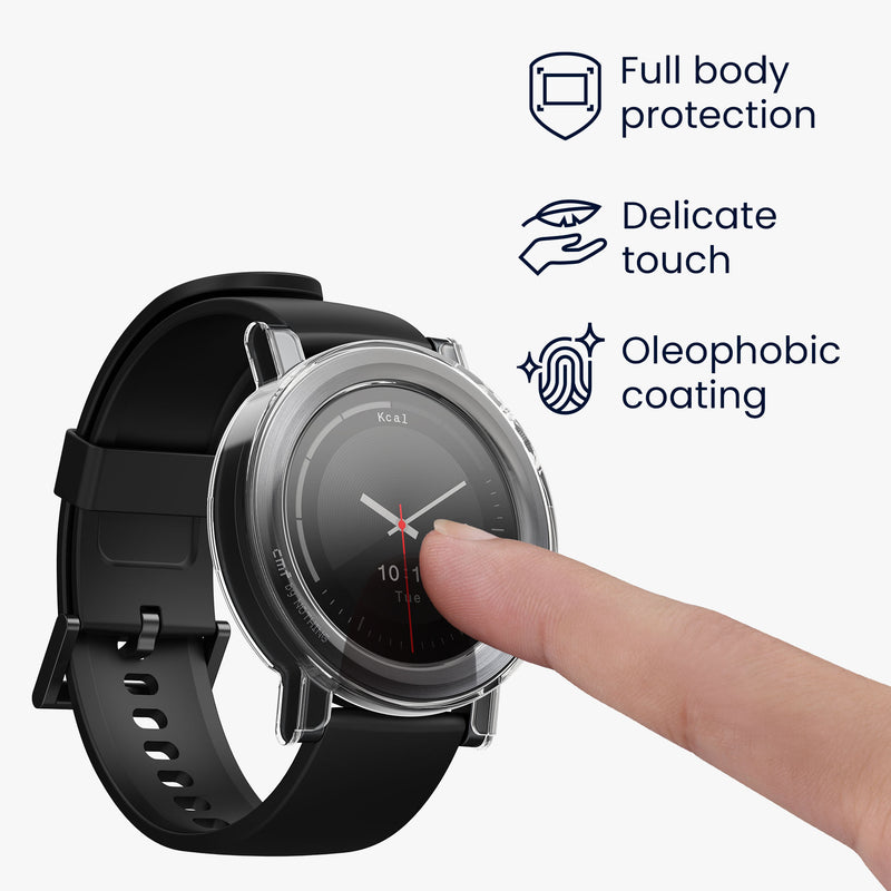 kwmobile Glas Hülle für CMF Watch 3 Pro Schutzhülle Fullbody Fitnesstracker Case Set