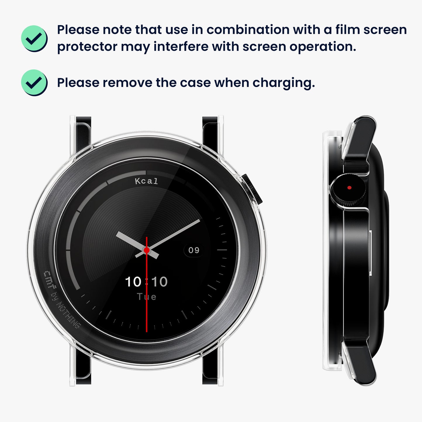 kwmobile Glas Hülle für CMF Watch 3 Pro Schutzhülle Fullbody Fitnesstracker Case Set