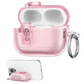 kwmobile transparentes Kopfhörer Case kompatibel mit Apple Airpods Pro 3 Hülle - Headphones TPU Cover mit Standfunktion und Sicherheitsverschluss - Rosa Rosa  [dsg03]