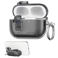 kwmobile transparentes Kopfhörer Case kompatibel mit Apple Airpods Pro 3 Hülle - Headphones TPU Cover mit Standfunktion und Sicherheitsverschluss - Schwarz Schwarz  [dsg04]