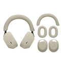 kwmobile 3in1 Kopfhörer Case für Over Ear Headphones kompatibel mit Sony WH-1000XM5 Hülle - 360° Silikon Schutzhülle für Ohrhörer - Beige Beige  