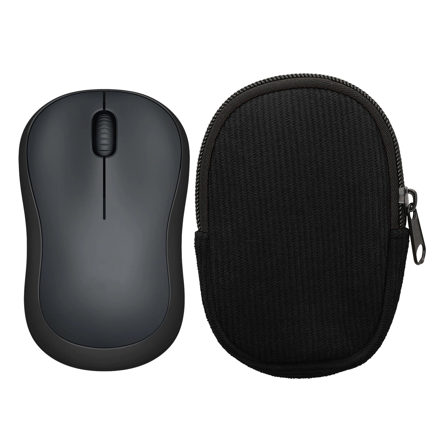 kwmobile Maus Tasche kompatibel mit Logitech M220 SILENT / M235 / M185 Hülle - Case für Bluetooth Maus aus robustem Cord und Neopren Stoff - Schwarz Schwarz  