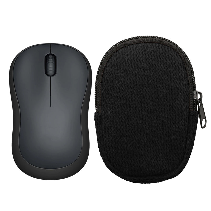 kwmobile Maus Tasche kompatibel mit Logitech M220 SILENT / M235 / M185 Hülle - Case für Bluetooth Maus aus robustem Cord und Neopren Stoff - Schwarz Schwarz  
