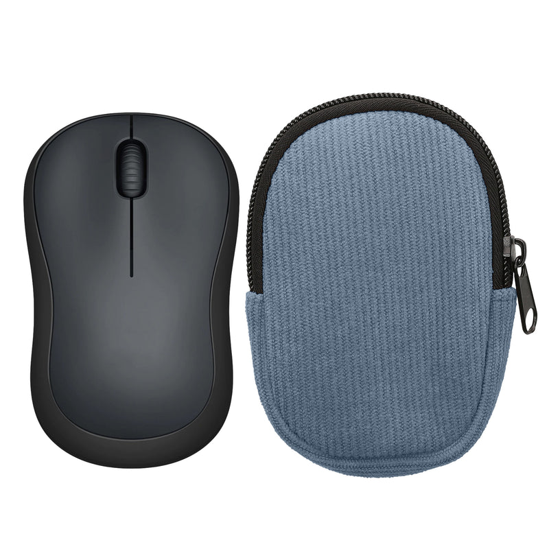 kwmobile Maus Tasche kompatibel mit Logitech M220 SILENT / M235 / M185 Hülle - Case für Bluetooth Maus aus robustem Cord und Neopren Stoff - Vintage Blue Vintage Blue  