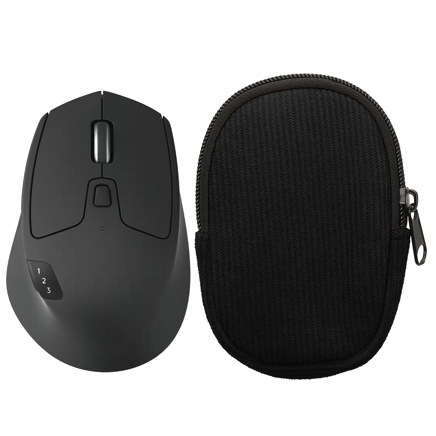 kwmobile Maus Tasche kompatibel mit Logitech M720 TRIATHLON / M705 MARATHON Hülle - Case für Bluetooth Maus aus robustem Cord und Neopren Stoff - Schwarz Schwarz  