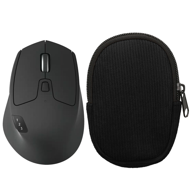 kwmobile Maus Tasche kompatibel mit Logitech M720 TRIATHLON / M705 MARATHON Hülle - Case für Bluetooth Maus aus robustem Cord und Neopren Stoff - Schwarz Schwarz  