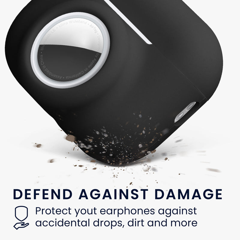 kwmobile 2-in1 Hülle kompatibel mit Apple Airpods Pro 3 - Kopfhörer Case kompatibel mit Airtag - Schutzhülle mit Karabiner