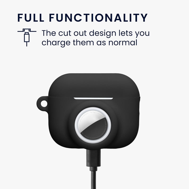 kwmobile 2-in1 Hülle kompatibel mit Apple Airpods Pro 3 - Kopfhörer Case kompatibel mit Airtag - Schutzhülle mit Karabiner