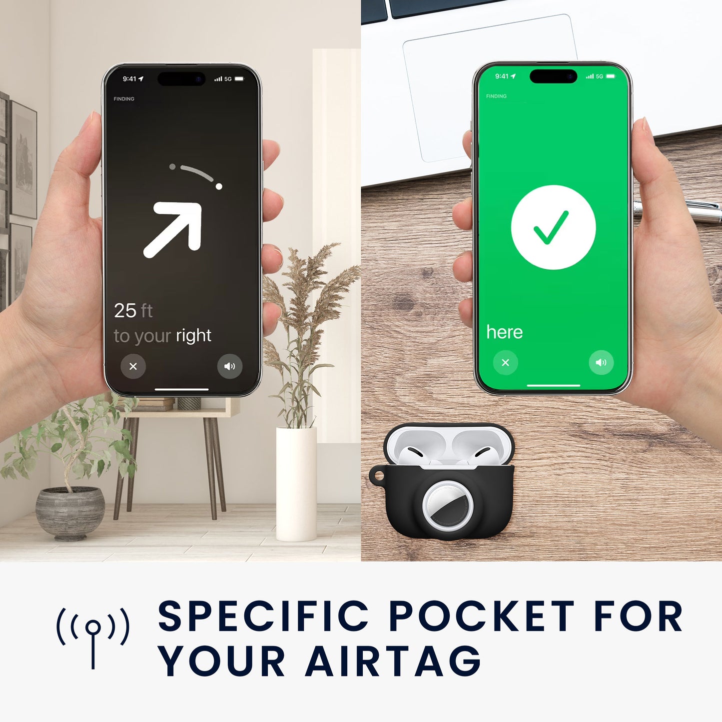 kwmobile 2-in1 Hülle kompatibel mit Apple Airpods Pro 3 - Kopfhörer Case kompatibel mit Airtag - Schutzhülle mit Karabiner