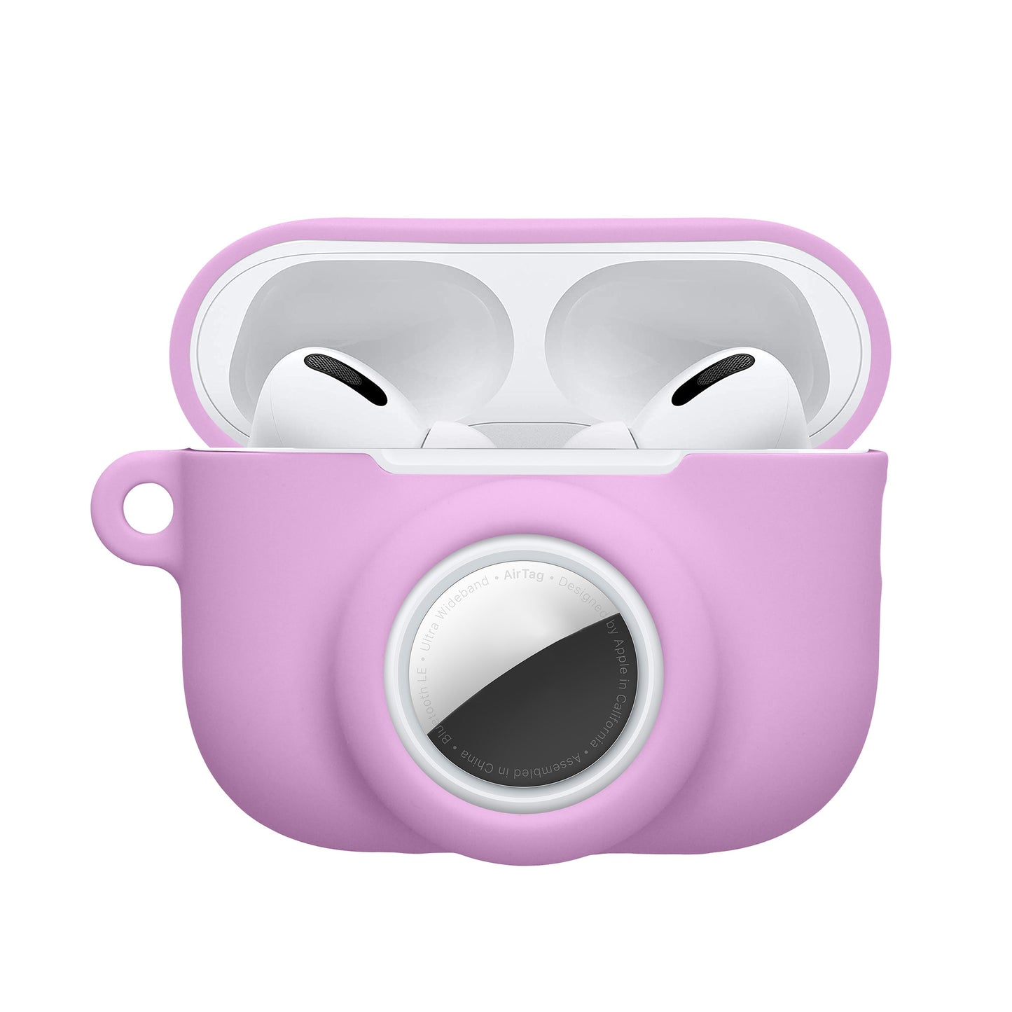 kwmobile 2-in1 Hülle kompatibel mit Apple Airpods Pro 3 - Kopfhörer Case kompatibel mit Airtag - Weiches Silikon Cover - Schutzhülle mit Karabiner - Lavendelgrau Lavendelgrau  